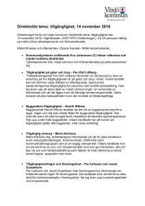 Direktmöte tema: tillgänglighet, 14 november 2016