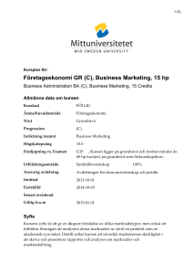 Företagsekonomi GR (C), Business Marketing, 15 hp