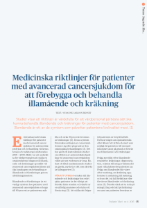 Medicinska riktlinjer för patienter med avancerad cancersjukdom för