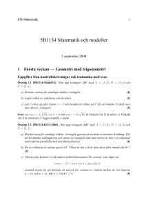 5B1134 Matematik och modeller