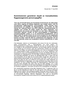 Kommissionen garanterar skydd av transatlantiska