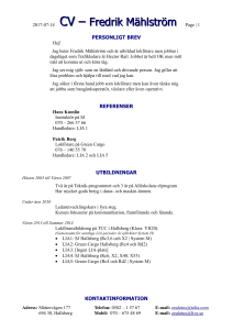 2015-05-03 CV – Fredrik Mählström Page | 1 Personligt Brev Hej
