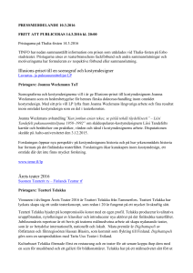 PRESSMEDDELANDE 10.3.2016 FRITT ATT PUBLICERAS 14.3