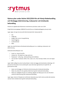 Plan mot diskriminering och kränkande behandling Rytmus Örebro