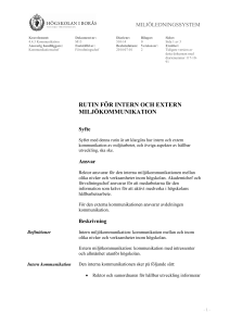 RUTIN FÖR INTERN OCH EXTERN MILJÖKOMMUNIKATION