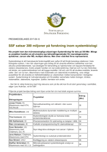 PM Beviljade Systembiologi 2017 - Stiftelsen för strategisk forskning