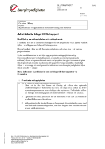 Administrativ bilaga till Slutrapport