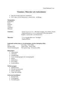 Vitaminer, mineraler och antioxidanter