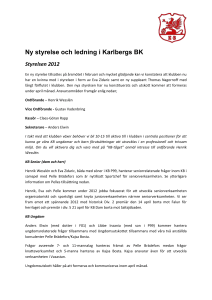 Ny styrelse och ledning i Karlbergs BK Styrelsen 2012