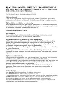PLAN FÖR JÄMSTÄLLDHET OCH LIKABEHANDLING