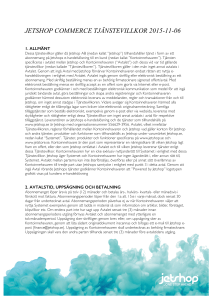 JETSHOP COMMERCE TJÄNSTEVILLKOR 2015-11-06