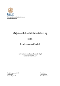 och kvalitetscertifiering som konkurrensfördel
