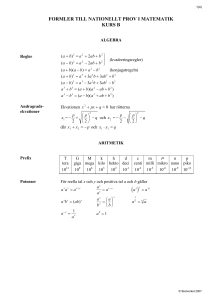 formler till nationellt prov i matematik kurs c