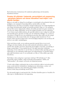 Orsaker till olikheter i beteende, personlighet och anpassning