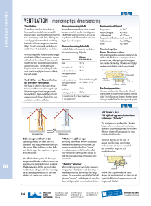 VENTILATION – monteringstips, dimensionering