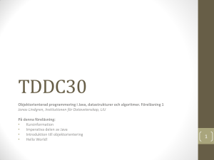 Kursinfo, Ada till Java, OOP intro, Hello world