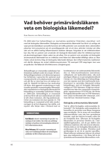 Vad behöver primärvårdsläkaren veta om biologiska läkemedel?