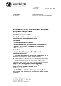 Handel och hållbar utveckling i ett integrerat perspektiv: slutyttrande