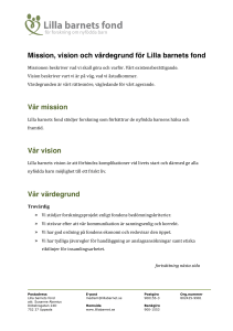Mission, vision och värdegrund för Lilla barnets fond Vår mission