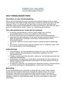 akut hörselnedsättning - Hoito