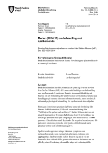 Motion (2014:13) om behandling mot spelberoende