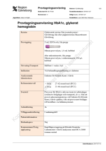 Provtagningsanvisning HbA1c, glykerat hemoglobin