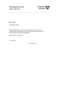Riksdagsskrivelse 2015/16:250 Regeringen Socialdepartementet