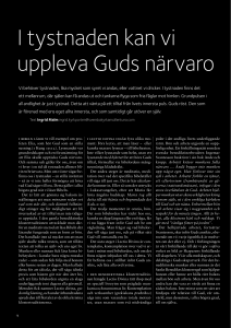 I tystnaden kan vi uppleva Guds närvaro