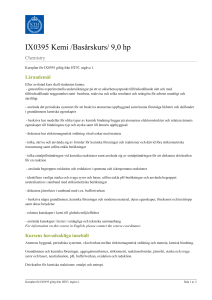 KTH | IX0395 Kemi /Basårskurs/ 9,0 hp