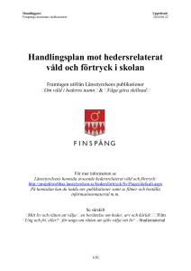 Handlingsplan mot hedersrelaterat våld och förtryck i skolan
