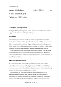 Förbud mot GMO-grödor - Riksdagens öppna data