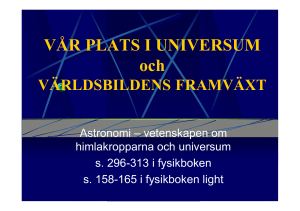 VÅR PLATS I UNIVERSUM och