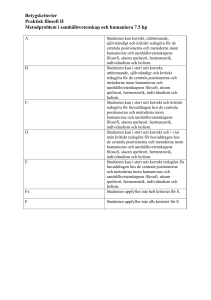 Betygskriterier Praktisk filosofi II Metodproblem i samhällsvetenskap