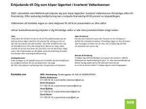 Erbjudande till Dig som köper lägenhet i