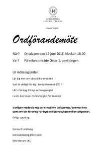 Kallelse ordförandemöte 150617 - Lunds Kolonisters Centralförening