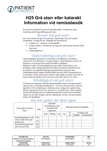 H25 Grå starr eller katarakt Information vid remissbesök