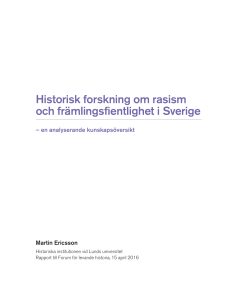 Historisk forskning om rasism och främlingsfientlighet i Sverige
