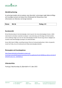 Särskild prövning Ämne Nk 1b Poäng 100 Kursöversikt