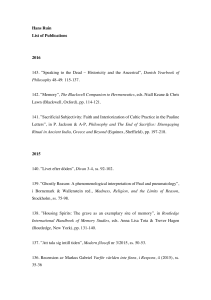 Hans Ruin List of Publications 2016 143. ”Speaking to the Dead