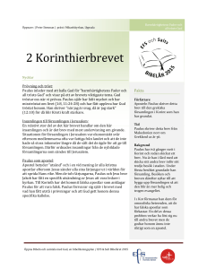 2 Korinthierbrevet - EFS och Salts bibelår 2015