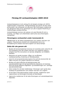 Verksamhetsplan 2009 - Riksföreningen för Barnsjuksköterskor