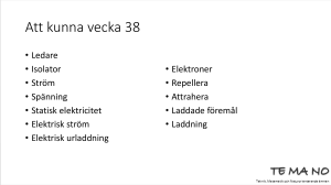 Att kunna vecka 38