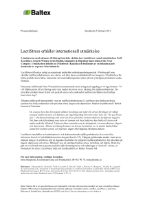 LactiStress erhåller internationell utmärkelse