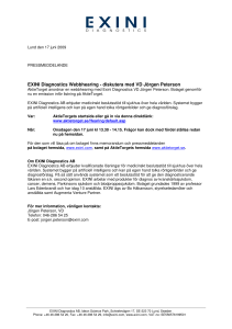 EXINI Diagnostics Webbhearing - diskutera med VD Jörgen Peterson