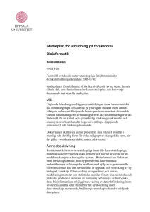 Studieplan för utbildning på forskarnivå Bioinformatik Mål