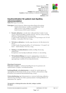 Insulinordination för patient med ApoDos, rekommendation