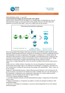 PRESSMEDDELANDE - 31 maj 2015 Farmaceutisk föroreningar når