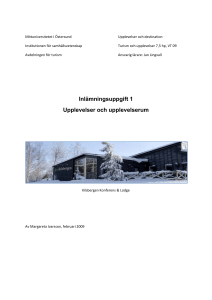Inlämningsuppgift 1 Upplevelser och