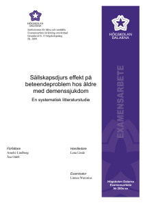 Sällskapsdjurs effekt på beteendeproblem hos äldre