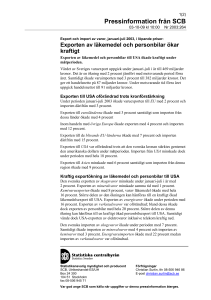 Exporten av läkemedel och personbilar ökar kraftigt